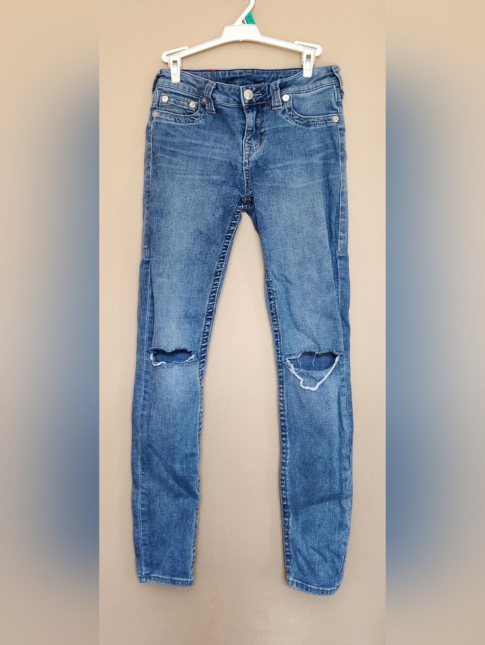 True Religion Jeans Womens Size 28 Blue Denim Super Skinny Fit Low Rise